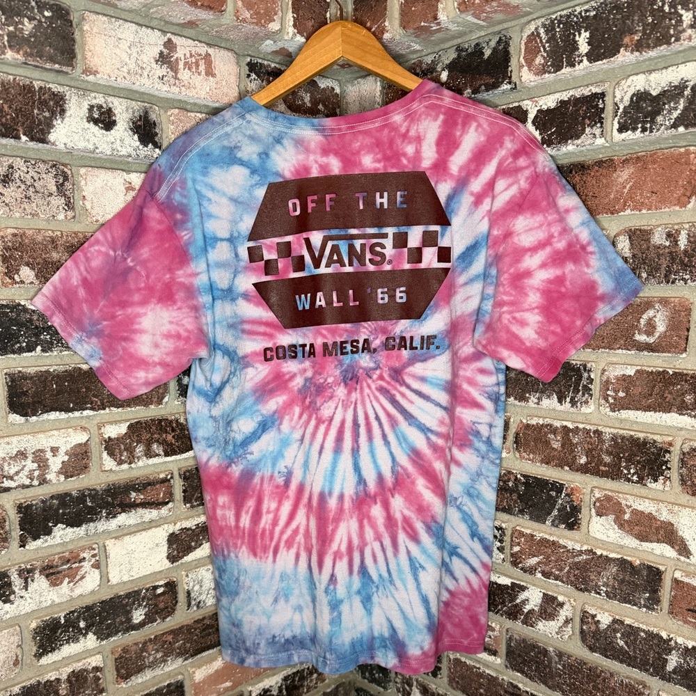 Vans Off The Wall Costa Mesa California Graphic Logo Custom Colorful Spiral Tee - Picture 5 of 7